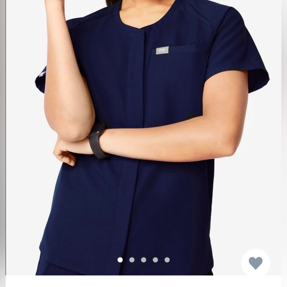 Figs Deep Blue Short Sleeve Top buttons down size XS wore two times